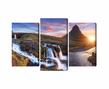 Canvastavla - Kirkjufell mountain with waterfalls