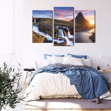 Canvastavla - Kirkjufell mountain with waterfalls