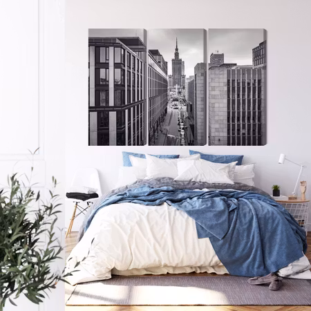 Canvastavla - Black and white panorama of the center