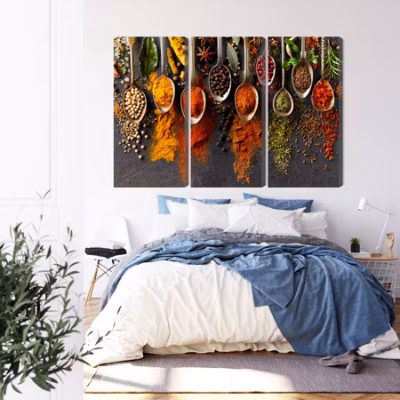 Canvastavla - Spices on a black background