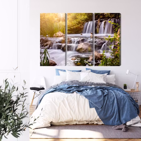 Canvastavla - Waterfall at sunset