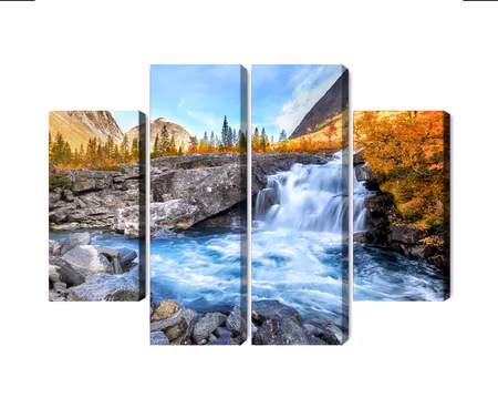 Canvastavla - Autumn landscape with a waterfall