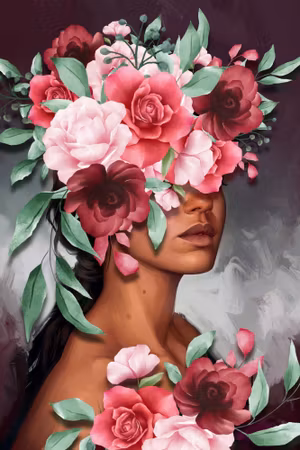 Canvastavla - Artistic portrait of a woman with roses