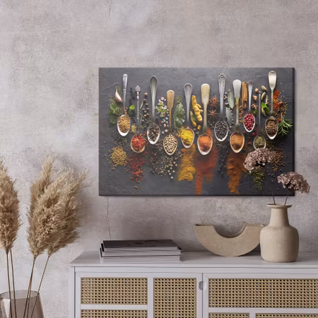 Canvastavla - Spoon with herbs and spices