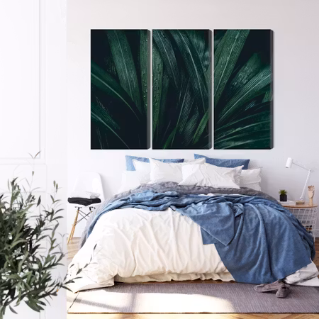 Canvastavla - Dark green leaves on a macro scale