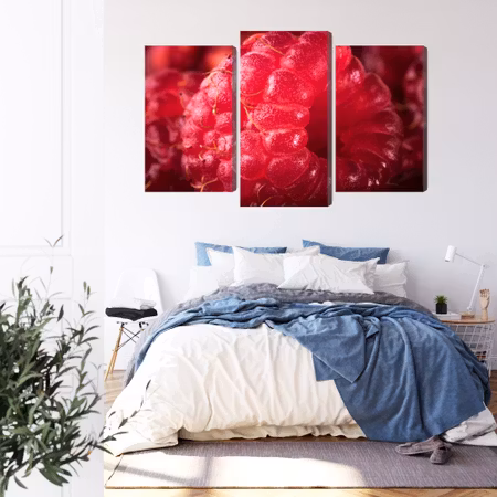 Canvastavla - Raspberries on a macro scale