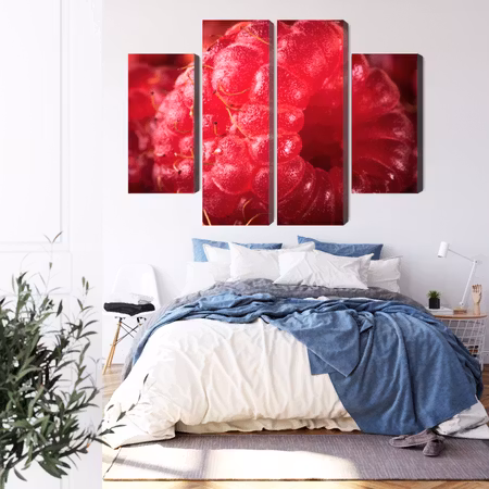 Canvastavla - Raspberries on a macro scale
