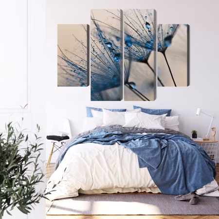 Canvastavla - Dandelions with water droplets on a