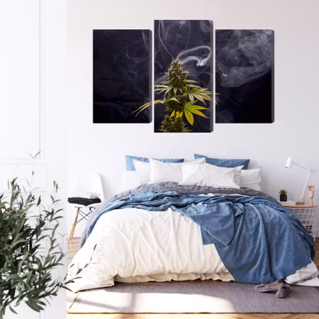 Canvastavla - Cannabis plant on a smoky background