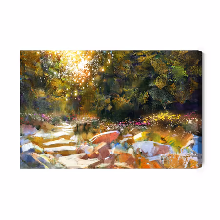 Canvastavla - Trees and autumn flowers