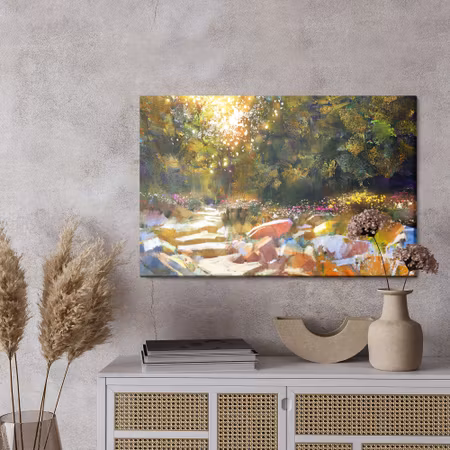 Canvastavla - Trees and autumn flowers