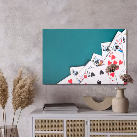 Canvastavla - A scattered deck of cards