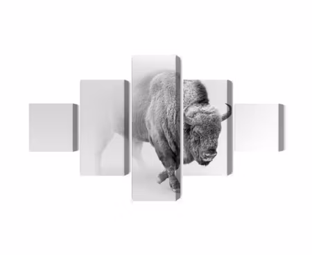 Canvastavla - Bison in the fog 3d