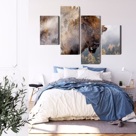 Canvastavla - A bison on the background of a misty