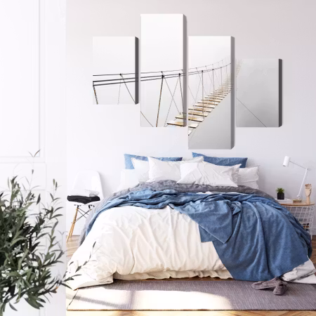 Canvastavla - Hanging bridge in the fog