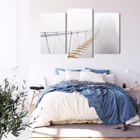 Canvastavla - Hanging bridge in the fog