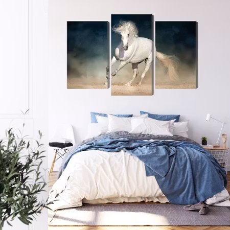 Canvastavla - A white horse at a gallop