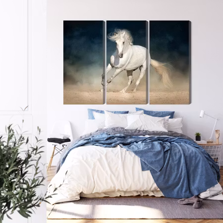 Canvastavla - A white horse at a gallop