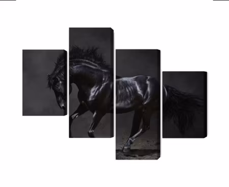 Canvastavla - Black horse at a gallop