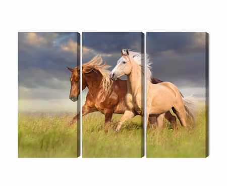 Canvastavla - Horses galloping in a 3d meadow