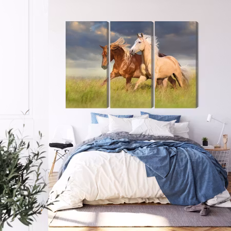 Canvastavla - Horses galloping in a 3d meadow