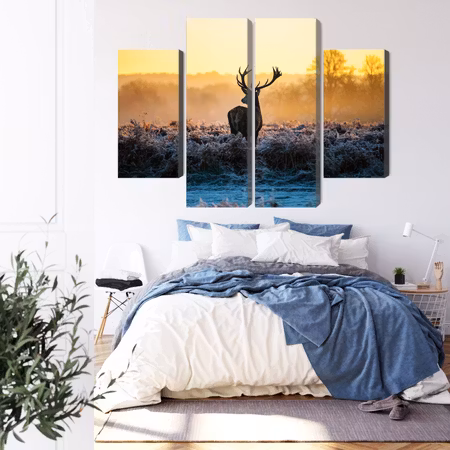 Canvastavla - Deer in the rut in 3d