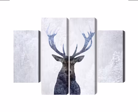 Canvastavla - Deer in the winter 3d forest