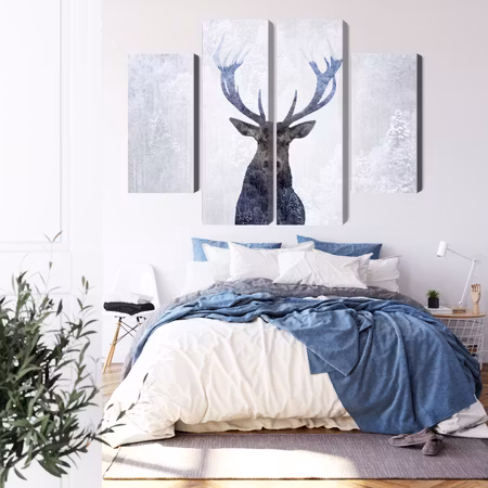 Canvastavla - Deer in the winter 3d forest