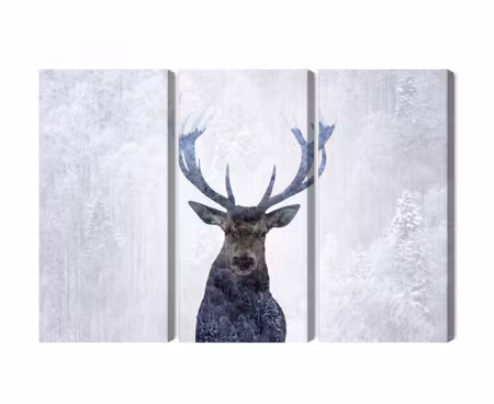 Canvastavla - Deer in the winter 3d forest