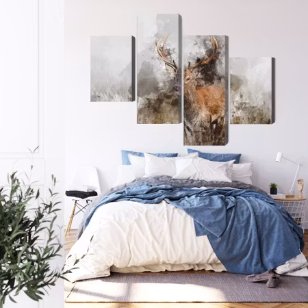 Canvastavla - A deer painted with 3d watercolor