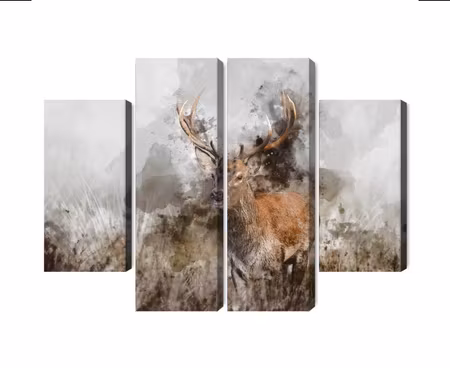 Canvastavla - A deer painted with 3d watercolor