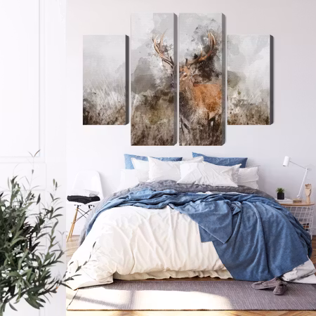 Canvastavla - A deer painted with 3d watercolor