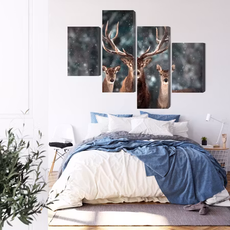 Canvastavla - A deer and two does in the forest