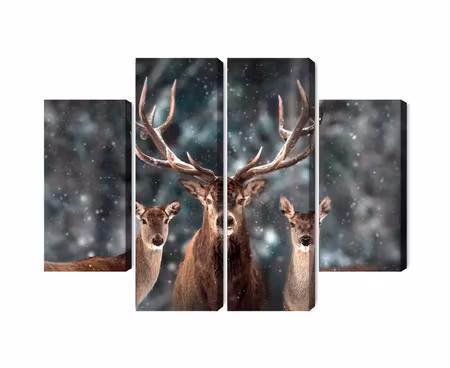 Canvastavla - A deer and two does in the forest