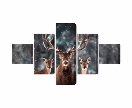 Canvastavla - A deer and two does in the forest