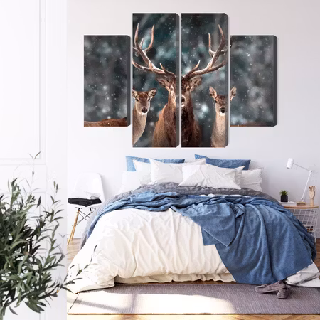 Canvastavla - A deer and two does in the forest