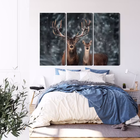 Canvastavla - Deer and doe in the 3d forest