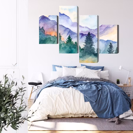 Canvastavla - Painted mountain landscape