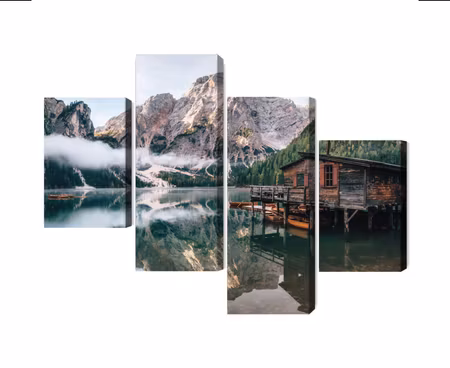 Canvastavla - A cottage on the italian lake braies 3d