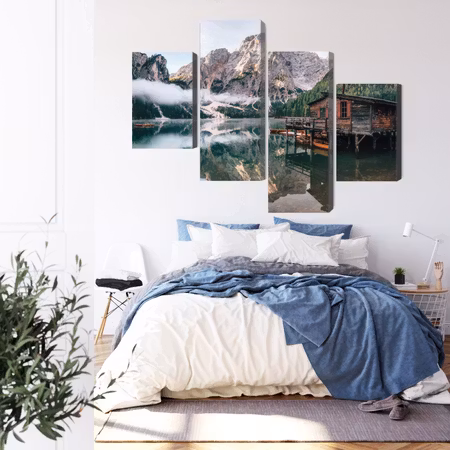 Canvastavla - A cottage on the italian lake braies 3d