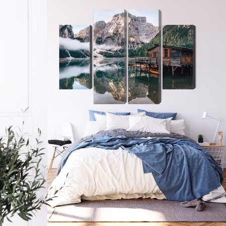 Canvastavla - A cottage on the italian lake braies 3d