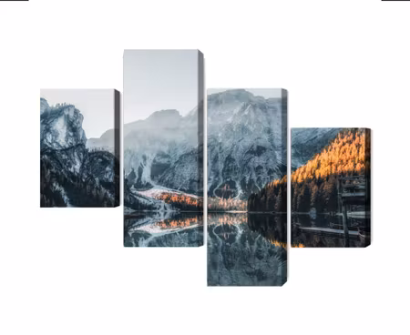 Canvastavla - Italian lake braies 3d