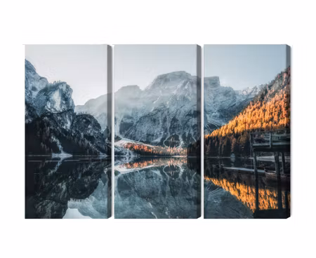 Canvastavla - Italian lake braies 3d