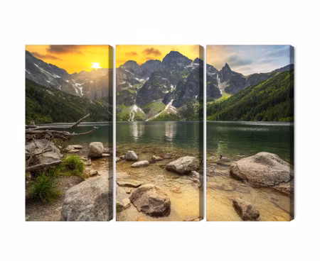 Canvastavla - Morskie oko in tatra mountains at sunset