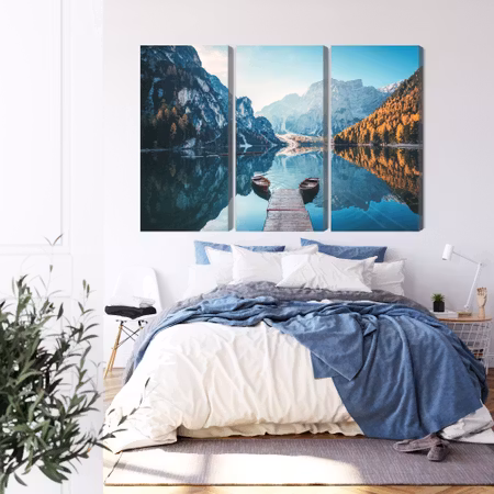 Canvastavla - Lake braies in the italian dolomites 3d