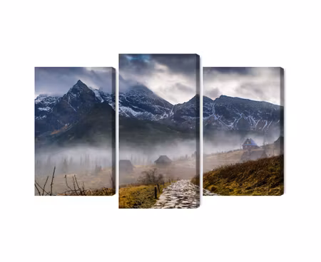 Canvastavla - Misty landscape with hala g?sienicowa in