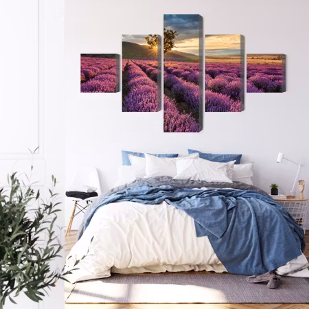 Canvastavla - Lavender field at sunset 3d