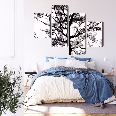 Canvastavla - Black tree on a white background