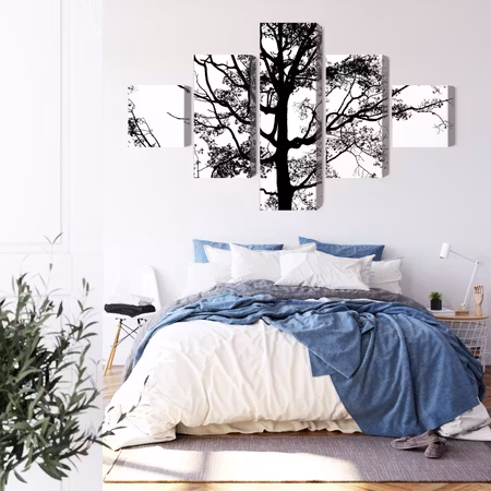 Canvastavla - Black tree on a white background