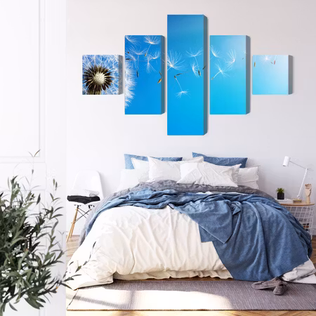 Canvastavla - Dandelion with flying seeds